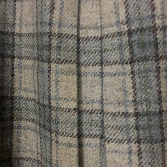 VINTAGE Midi Skirt Wool Plaid Lady Thomson Neutral Minimalist Tartan Size 10 - Picture 12 of 16